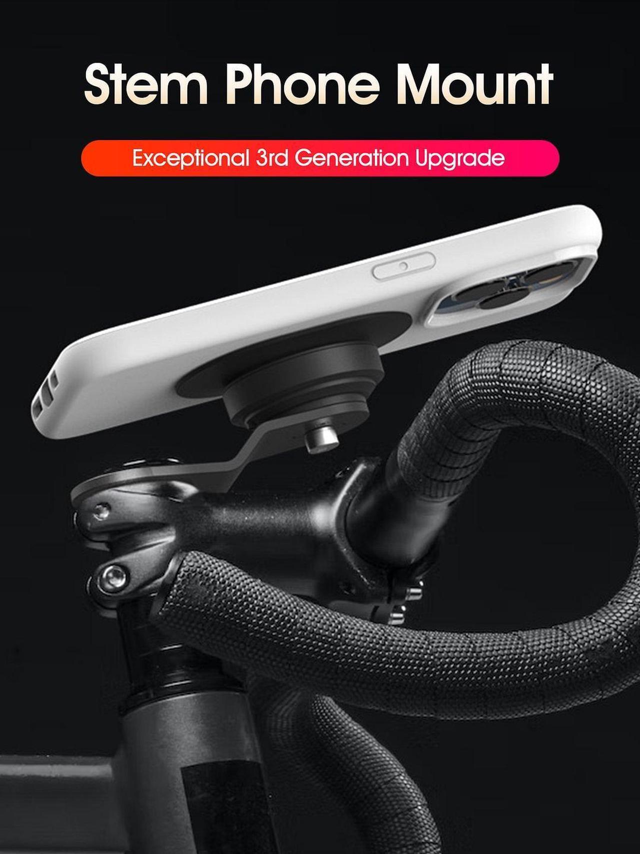 Alt view image 3 of 7 - SinceTop Bike Phone Mount with Universal Adhesive Adapter-Series Q [Quad],Quick Attach/Detach,Upgraded Stem Phone Holder for Mountain/Road Bike/MTB, Bicycle Phone Clip for All 4.5-6.8 Phone Models