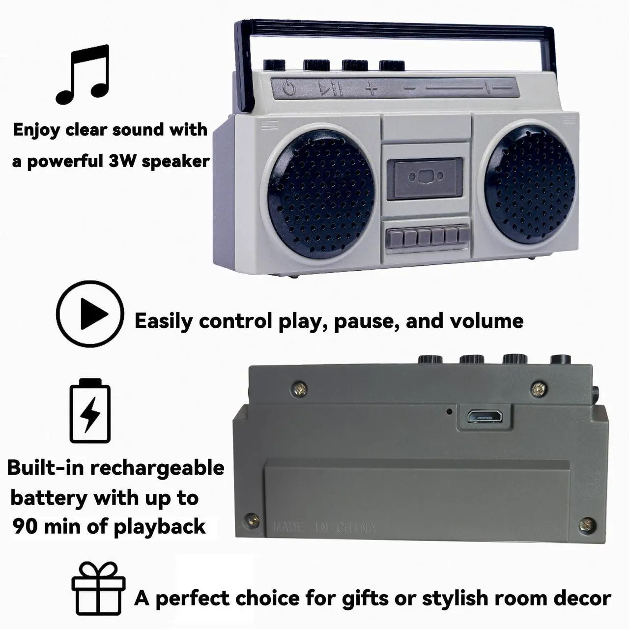 Alt view image 2 of 7 - Sourcingbay Ultra-Compact Wireless Mini Boom Box  Rechargeable, Portable Sound with Swivel Handle  Loud & Clear Audio, USB Charging, for Kids & Adults
