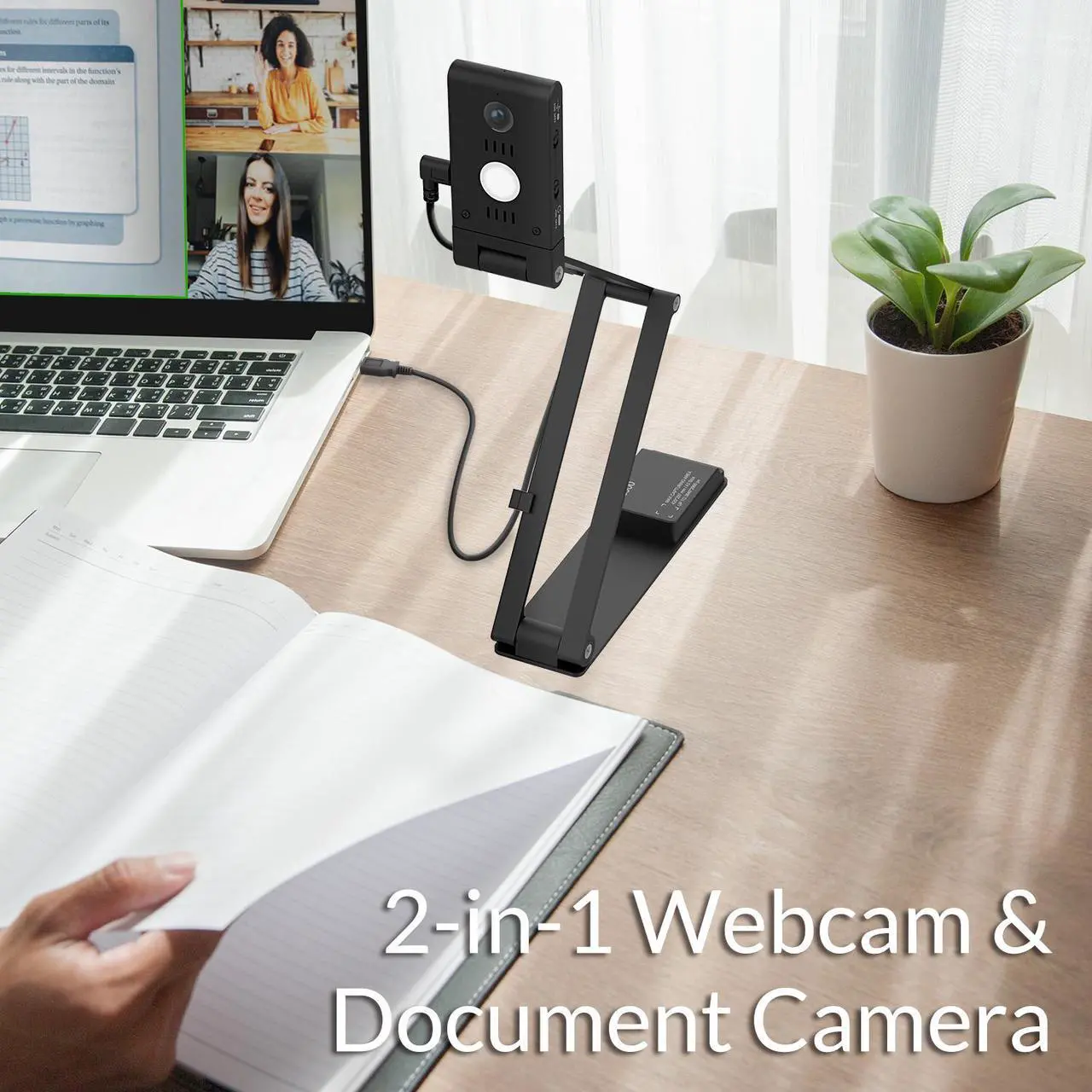 Alt view image 4 of 7 - Innex DC500 - 13MP 4K USB Portable Document Camera & Webcam 13MP, Noise-Cancelling Mic, Dual AutoFocus, Auto Flip , Built-in 3-Level LED, Support Win/Mac/Chromebook, For Distance Learning & Teaching