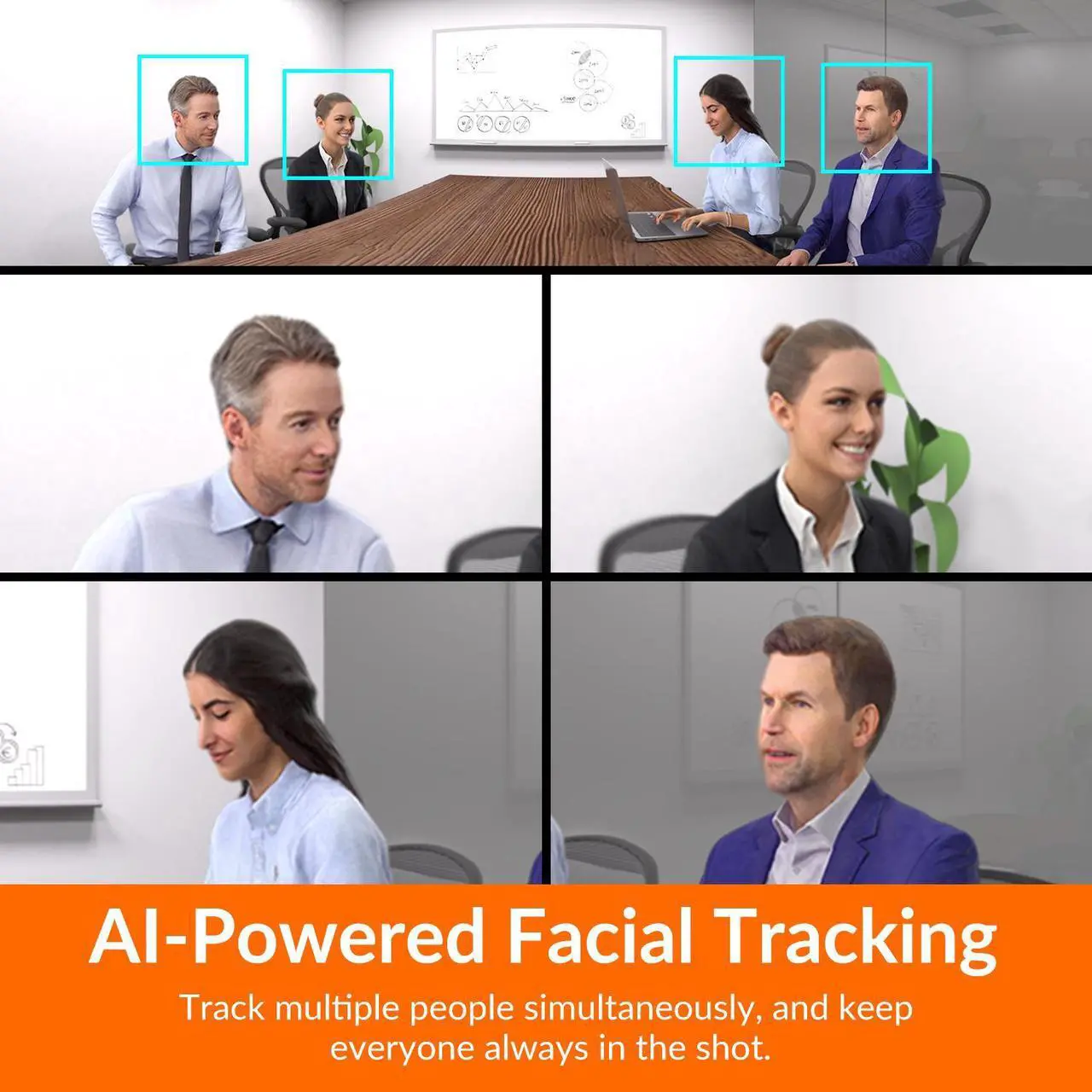 Alt view image 4 of 5 - Innex C831 180° Panoramic 4K Wide Angle Webcam with Microphone, AI Facial Tracking for Windows, Mac, Easy Setup Conference Room Camera with Flexible View Angle for Meeting Room, Huddle Space