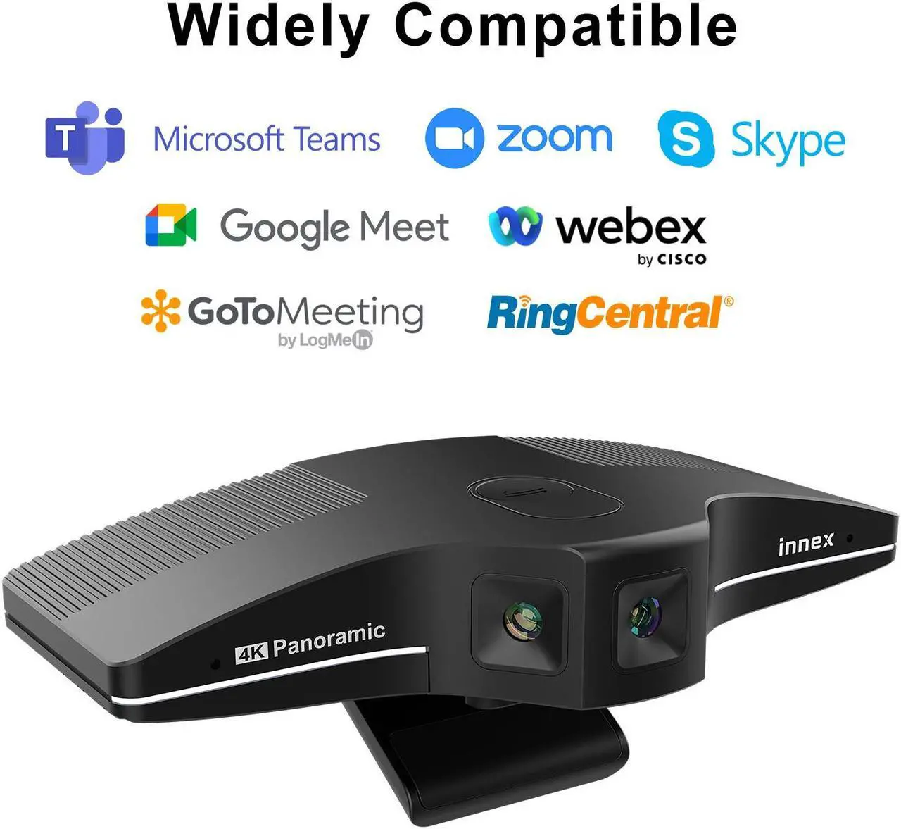 Alt view image 5 of 5 - Innex C831 180° Panoramic 4K Wide Angle Webcam with Microphone, AI Facial Tracking for Windows, Mac, Easy Setup Conference Room Camera with Flexible View Angle for Meeting Room, Huddle Space