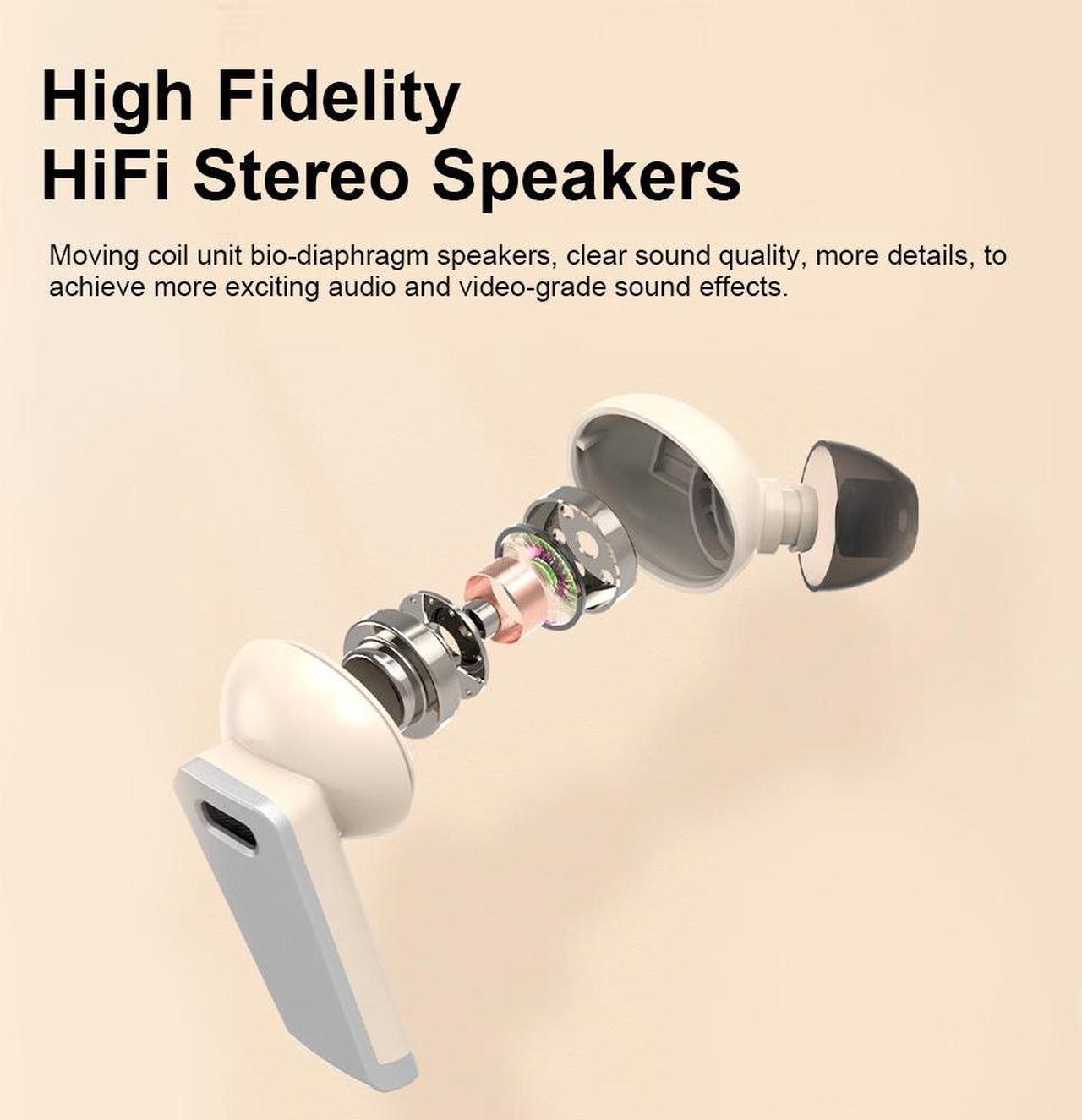 Alt view image 2 of 7 - GAMAKOO Wireless Noise Cancelling Earbuds Bluetooth 5.3 TWS For iPhone Samsung Earphones Headphones White