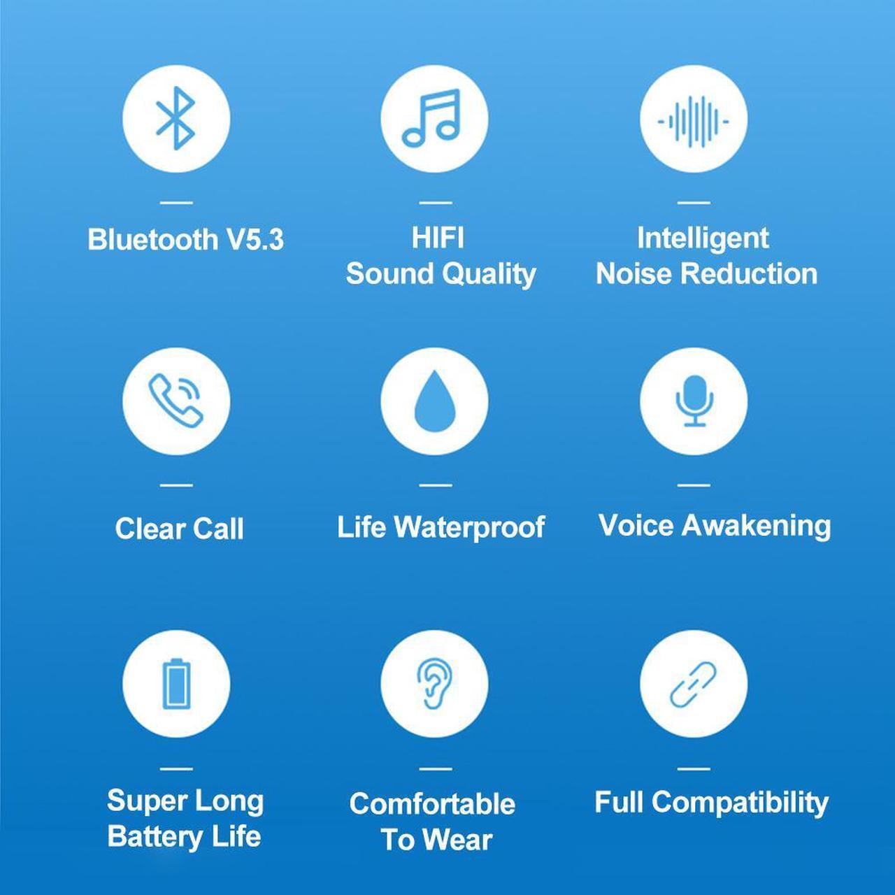 Alt view image 6 of 7 - GAMAKOO Wireless Noise Cancelling Earbuds Bluetooth 5.3 TWS For iPhone Samsung Earphones Headphones White