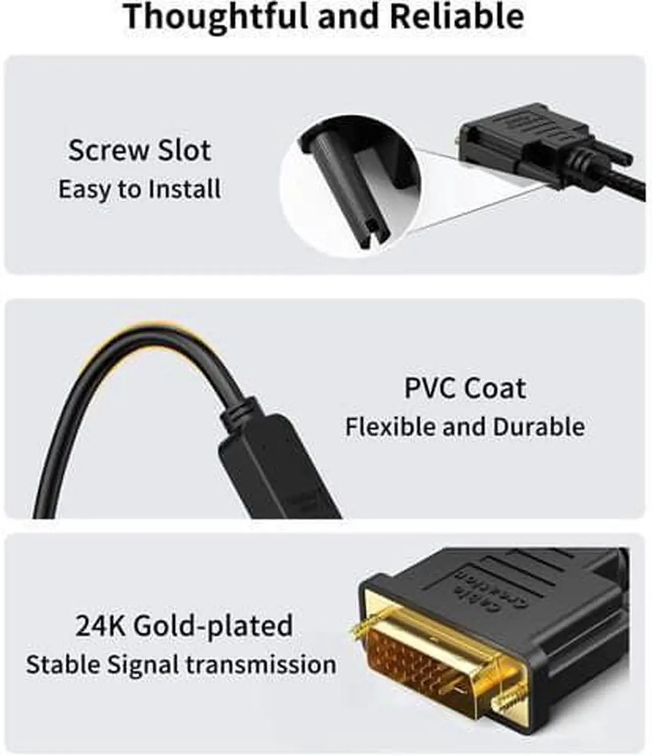 Alt view image 4 of 12 - HDMI to DVI Short Cable 0.5ft CableCreation Bi-Directional DVI-I (24+5) Female to HDMI 4K Male Adapter 1080P DVI to HDMI Conveter Compatible with PC TV TV Box PS5 Blue-ray Xbox Switch