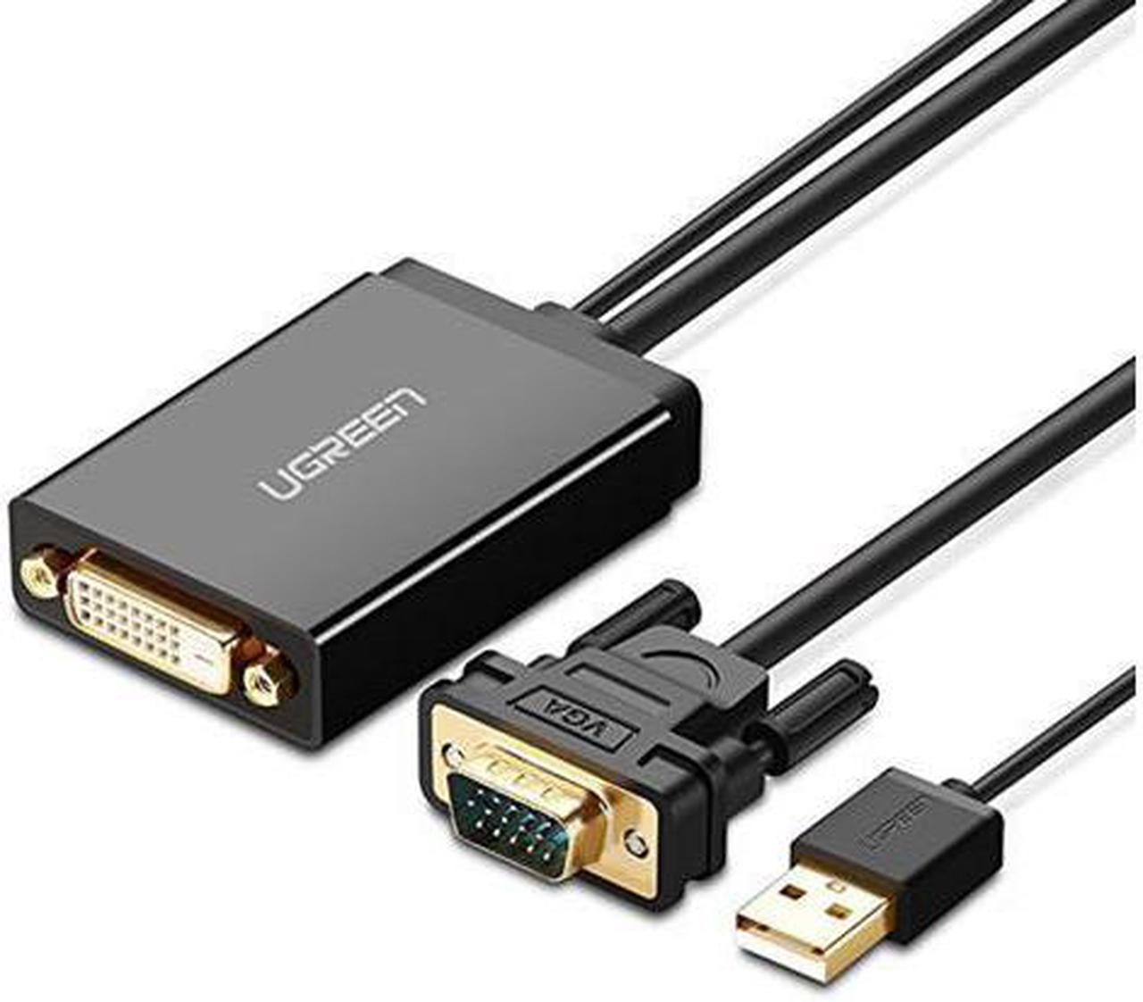 UGREEN MM119 1080P Full HD VGA to DVI Male to Female Adapter Cable for Computer, PC, Laptop, HDTV, Projector, DVD Graphics Card and More VGA / DVI Enabled Devices, Cable Length: 50cm