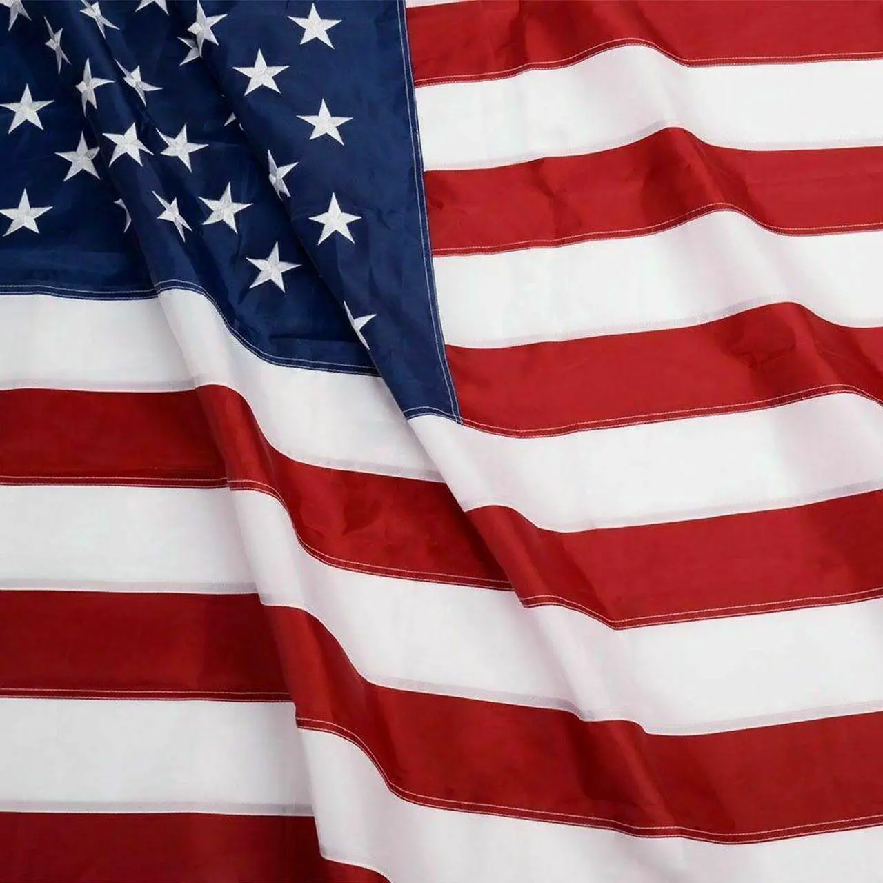 Main image of American Flag 5x8 ft Outdoor Heavy Duty US Premium Flag Embroidered Stars Nylon USA Flag Outdoors Sewn Stripes Fade Resistance Brass Grommets All Weather UV Protection