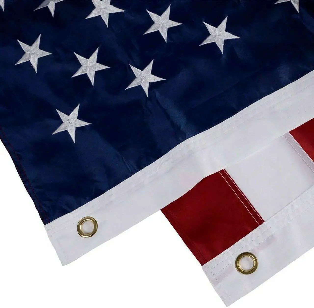 Alt view image 5 of 7 - American Flag 5x8 ft Outdoor Heavy Duty US Premium Flag Embroidered Stars Nylon USA Flag Outdoors Sewn Stripes Fade Resistance Brass Grommets All Weather UV Protection