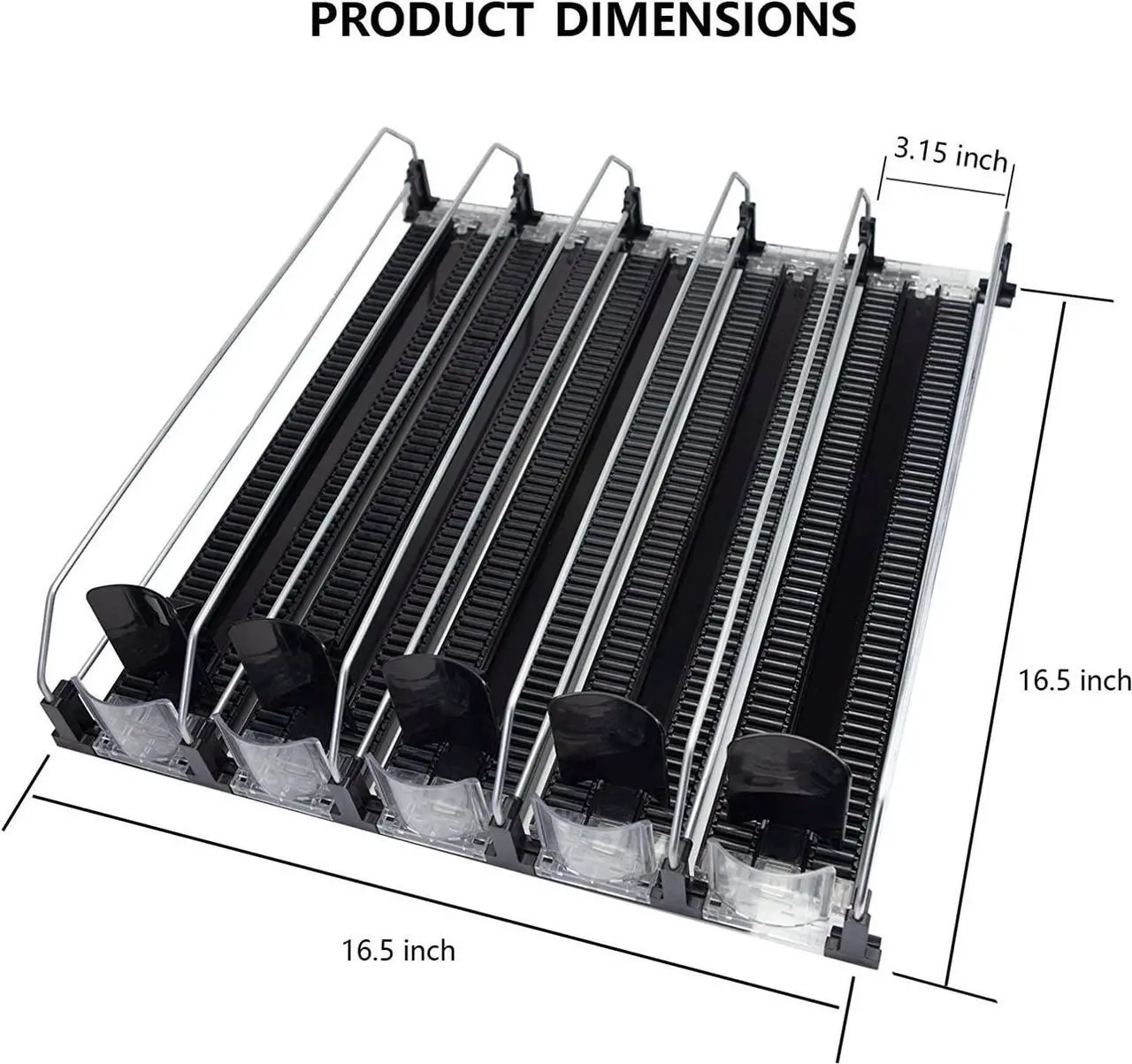 Alt view image 3 of 6 - Drink Organizer for Fridge, Self-Pushing Soda Can Dispenser for Refrigerator, 5 Row Black Color Width Ajustable, Beer Pop Can Water Bottle Storage for Pantry, Kitchen
