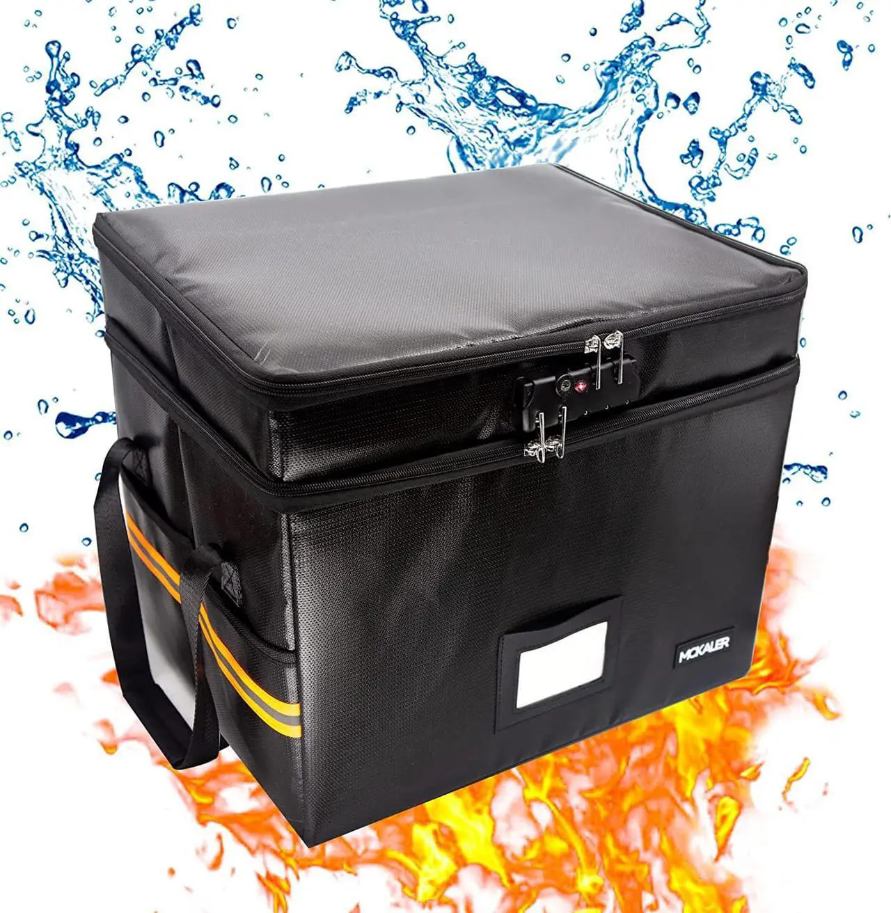 Alt view image 6 of 7 - Fireproof Document Organizer with Lock, 2 Layer File Box Organizer, Portable Office/Home Collapsible File Storage with Reflective Strip for Hanging Letter/Legal Size Folder/Certificate