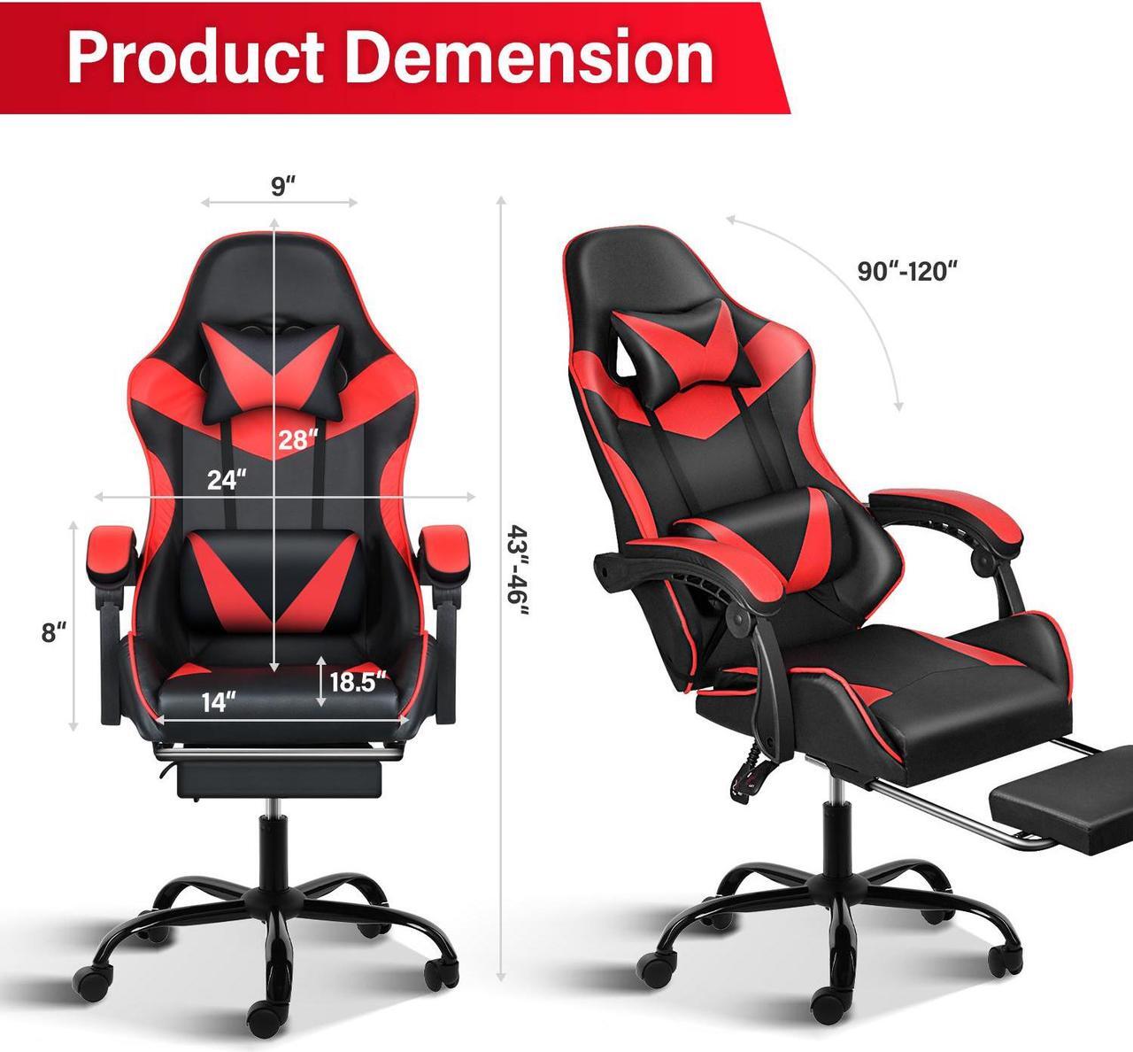 Alt view image 7 of 7 - Mega Casa Gaming Chairs with Retractable Footrest and Adjustable Back, Ergonomic Support and Comfortable Seat