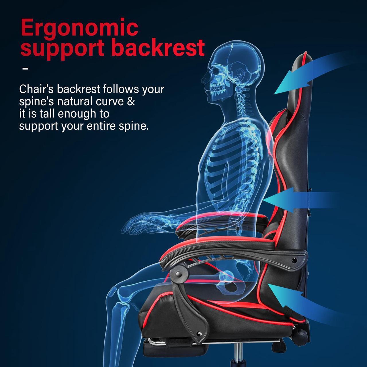 Alt view image 6 of 7 - Mega Casa Gaming Chairs with Retractable Footrest and Adjustable Back, Ergonomic Support and Comfortable Seat
