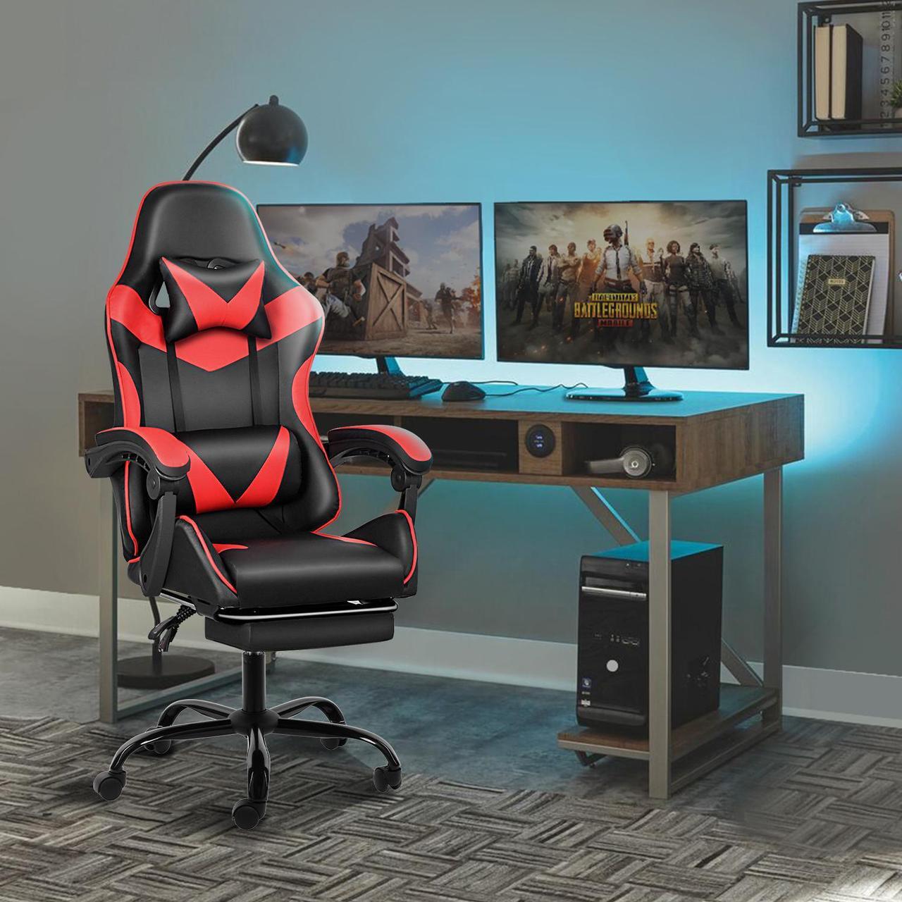 Alt view image 3 of 7 - Mega Casa Gaming Chairs with Retractable Footrest and Adjustable Back, Ergonomic Support and Comfortable Seat