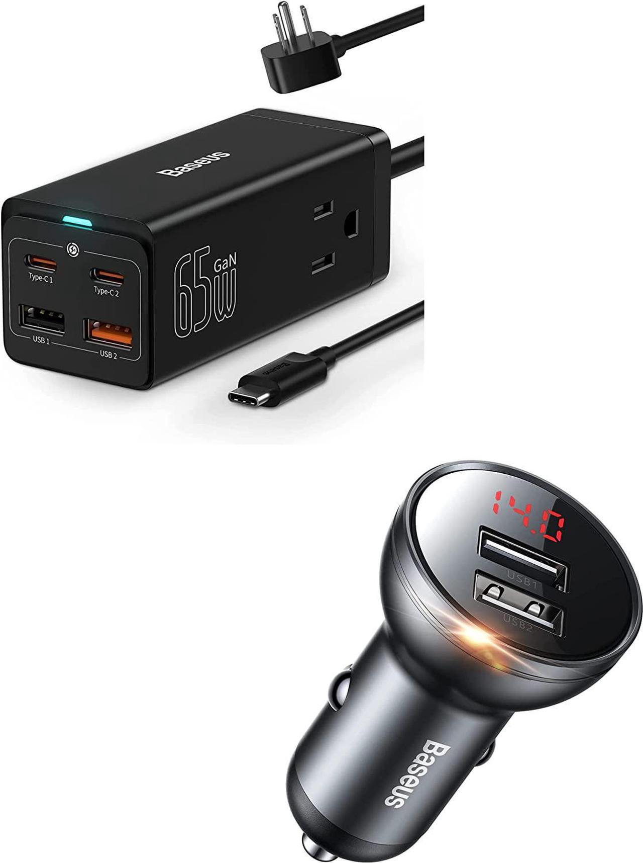 Baseus 65W GaN III USB C Charging Station & 24W USB Car Charger