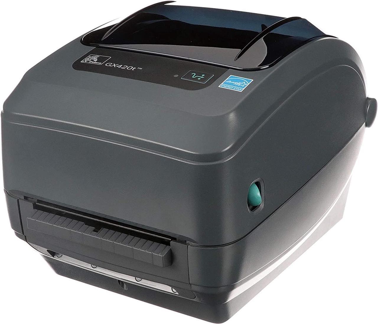 Zebra - GX420t Thermal Transfer Desktop Printer for Labels, Receipts, Barcodes, Tags - Print Width of 4 in - USB, Serial, and Ethernet Port Connectivity (Includes Peeler) - GX42-102411-000 (Renewed)