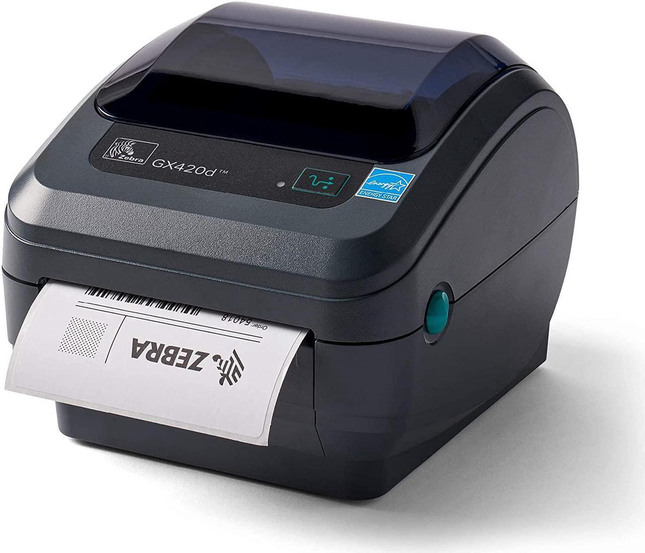 Zebra - GX420d Direct Thermal Desktop Printer for Labels, Receipts, Barcodes, Tags, and Wrist Bands - Print Width of 4 in - USB, Serial, and Parallel Port Connectivity (Renewed)