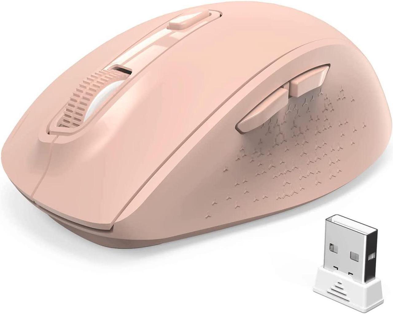 Wireless Bluetooth Mouse, WisFox Silent Mouse Easy-Switch to 3 Devices, Portable Cordless Mice for Laptop Computer PC (Pink)