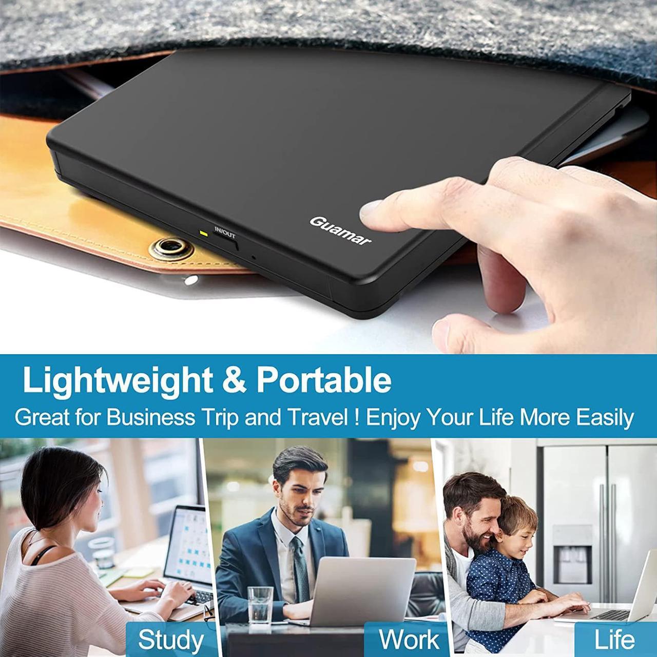 Alt view image 6 of 7 - Guamar External CD/DVD Drive for Laptop, USB 3.0 CD/DVD +/-RW Burner DVD Player CD ROM Disk Drive with SD/TF Slot & 2 USB, Type-C Portable Optical Reader Writer for Mac MacBook PC Windows 11