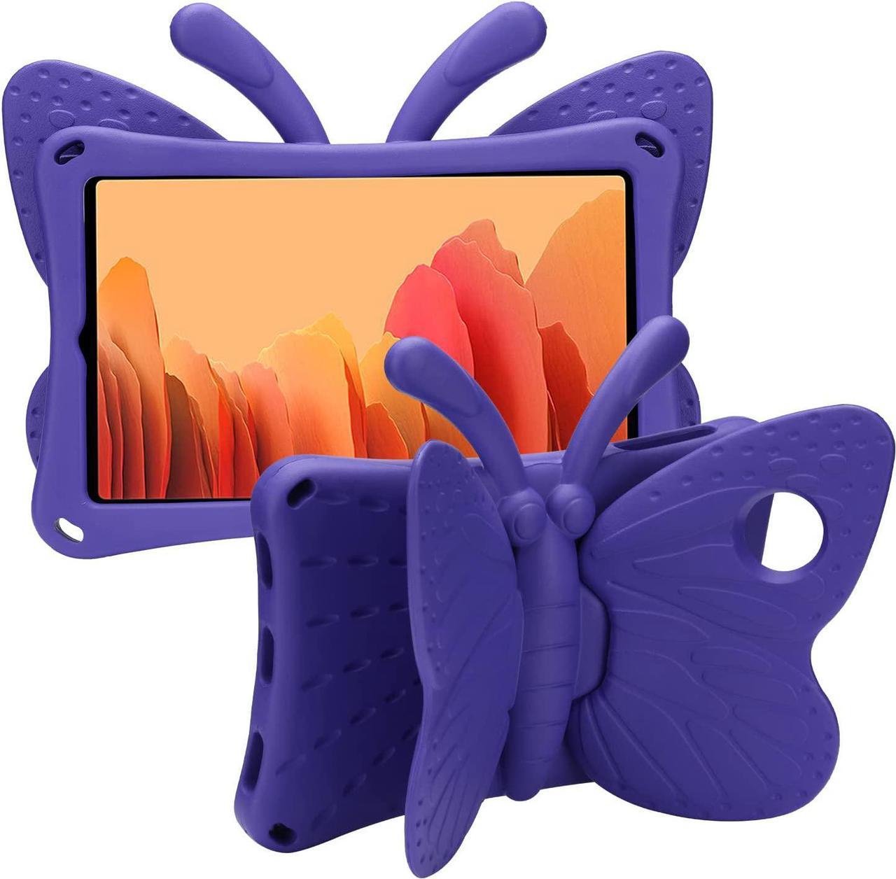 Fire HD 10 Kids Tablet 10.1 11th Gen Pretty Butterfly Case for Kids Girl EVA Foam Full Cover Sturdy Fire HD 10 Case with Stand Pencil Holder Shockproof Rugged Case for Fire HD 10 Tablet(Purple)