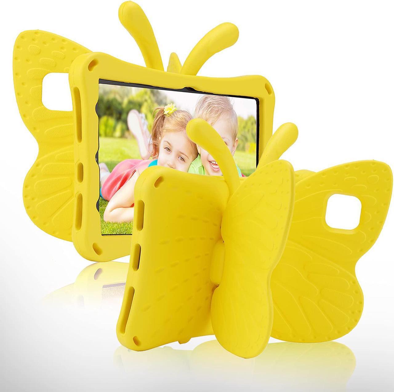 Samsung Tab A7 10.4 T500 Pretty Butterfly Case for Kids Girl light Safe EVA Foam Full Cover Sturdy A7 T500 Kids case with Stand Pencil Holder Shockproof Rugged case for Samsung Tab A7 10.4(Yellow)