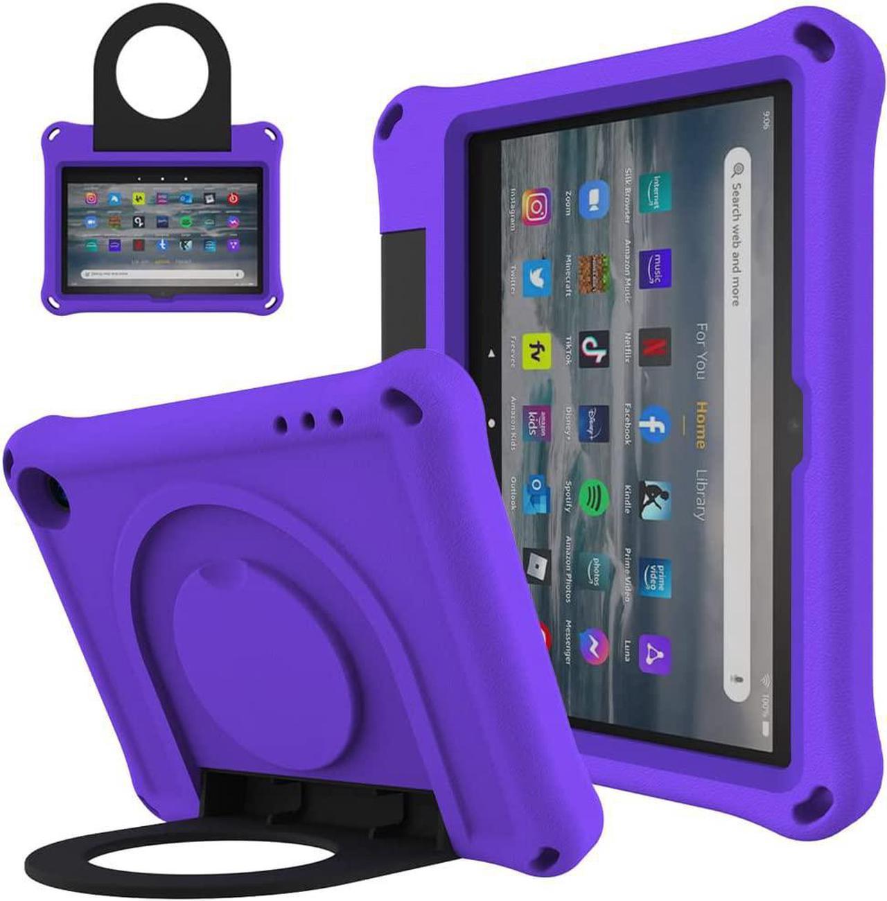 Amazon Fire 7 2022 Case for Kids Fire 7 EVA Shockproof case with Handle Stand Holder Kid-Proof Heavy Duty Kids Case for Fire 7 2022 Kids Tablet Girl boy Gift (Fire 7 2022 12Gen, Purple)