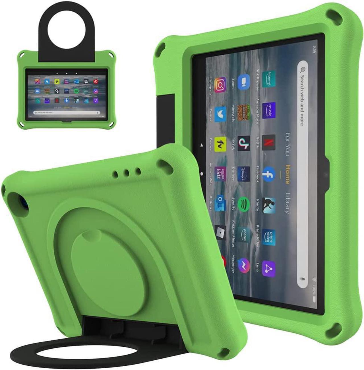 Amazon Fire 7 2022 Case for Kids Fire 7 EVA Shockproof case with Handle Stand Holder Kid-Proof Heavy Duty Kids Case for Fire 7 2022 Kids Tablet Girl boy Gift (Fire 7 2022 12Gen, Green)