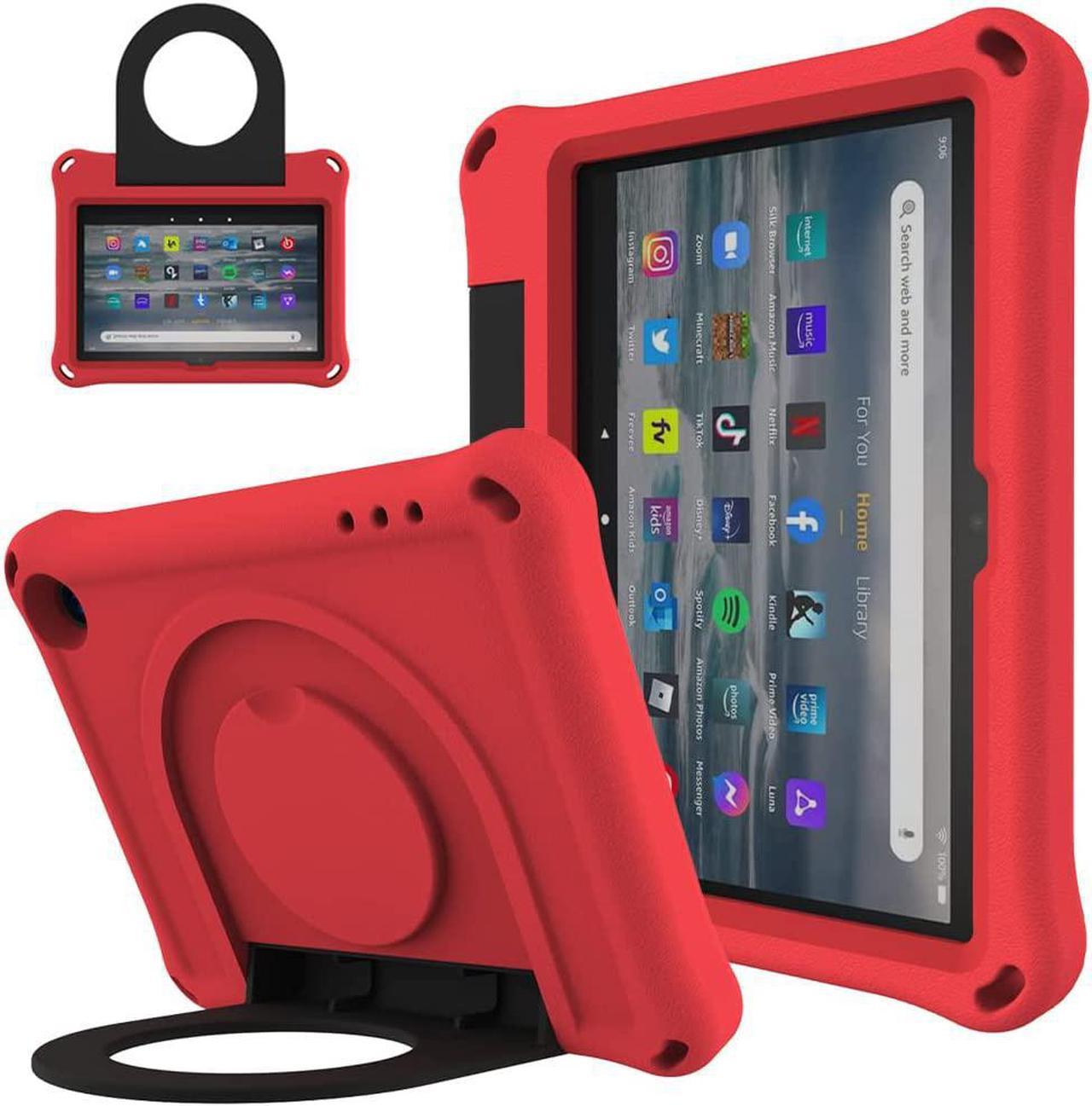 Amazon Fire 7 2022 Case for Kids Fire 7 EVA Shockproof case with Handle Stand Holder Kid-Proof Heavy Duty Kids Case for Fire 7 2022 Kids Tablet Girl boy Gift (Fire 7 2022 12Gen, Red)