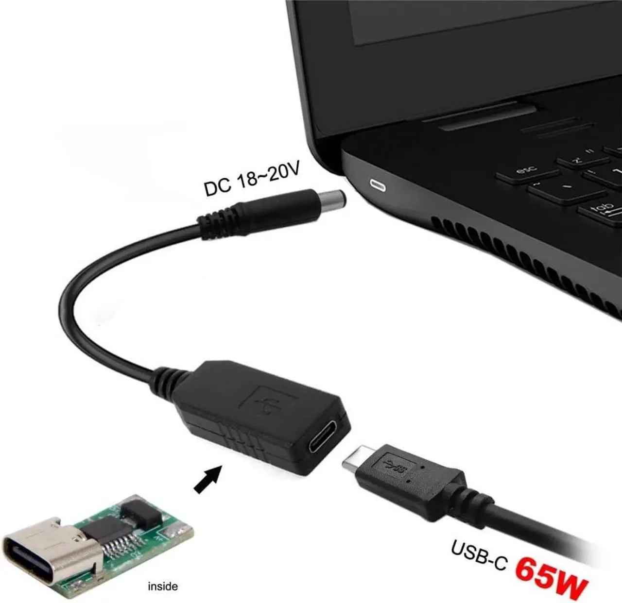 Alt view image 3 of 7 - USB 3.1 Type C USB-C to DC 20V 5.5 2.5mm & 2.1mm Power Plug PD Emulator Trigger Cable for Laptop