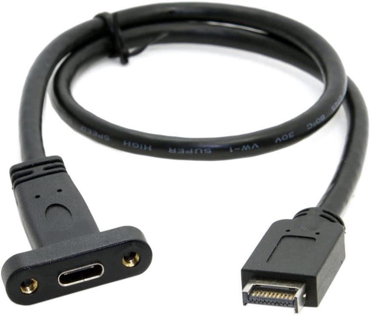 USB 3.1 Type-E Front Panel Header Male to USB-C Type-C Female Extension Cable with Panel Mount Screw 40cm