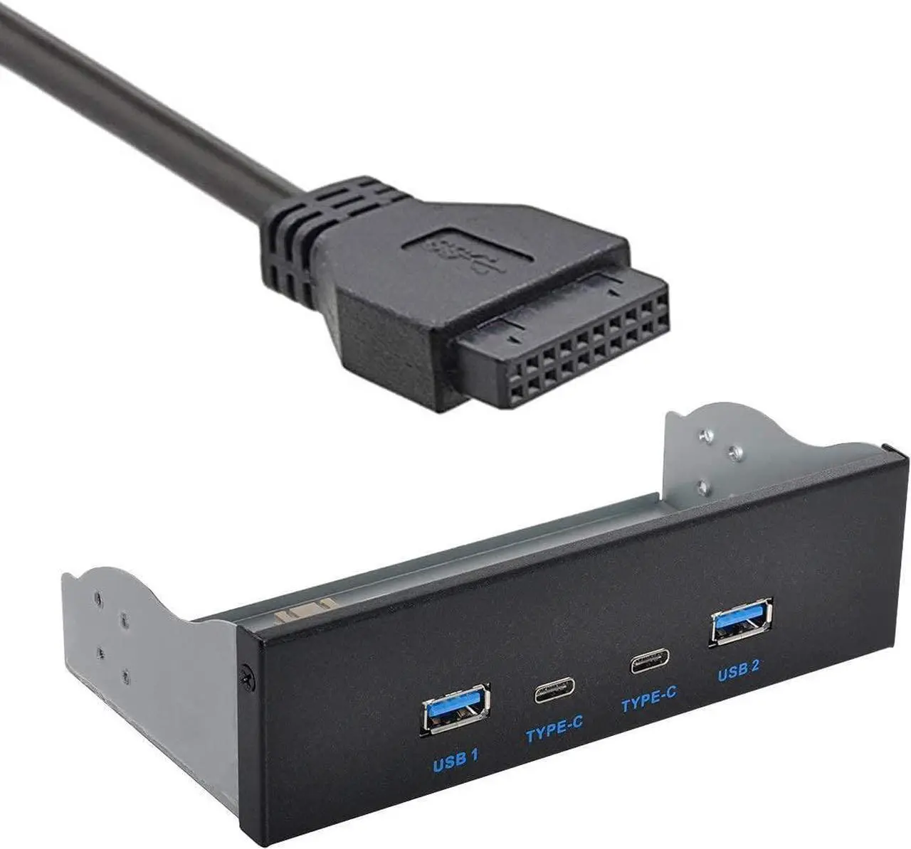Alt view image 7 of 7 - 5.25" inch Front Panel USB 3.0 USB-C Type-C HUB 4 Ports to Motherboard USB 20Pin Connector Cable