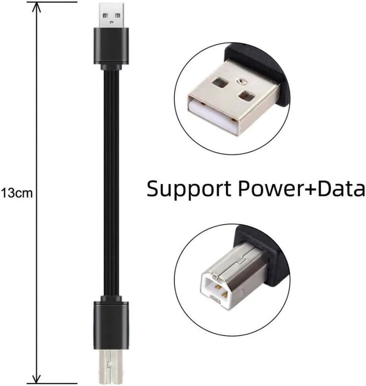 Alt view image 6 of 7 - USB 2.0 Type-A Male to USB 2.0 Type-B Male Data Flat Slim FPC Cable for Scanner & Disk & Printer 13cm
