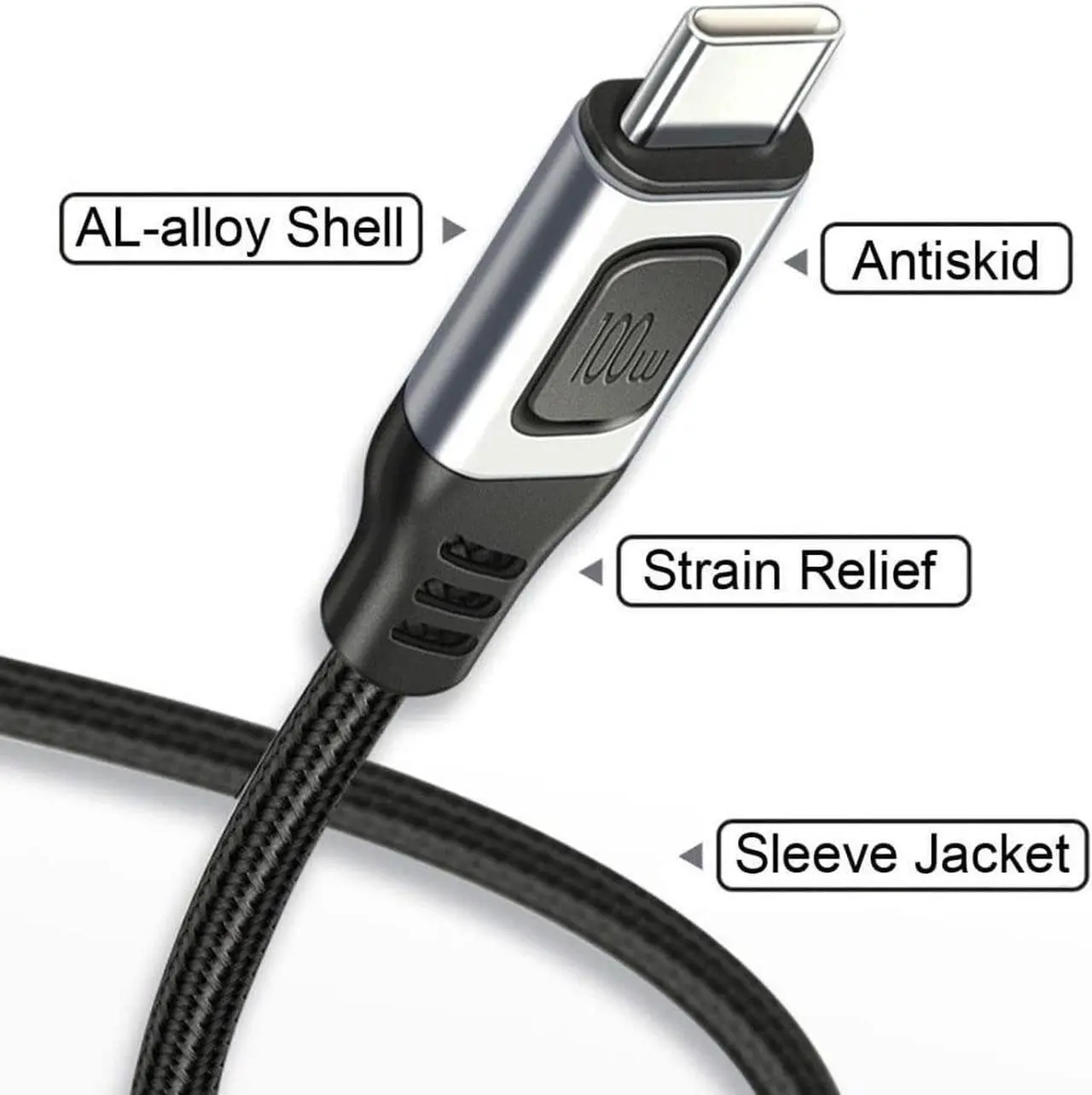 Alt view image 7 of 7 - USB-C Type-C Male to USB-C Male USB 2.0 Version Data Cable Support E-Marker PD 100W for Laptop & Phone 1.5M