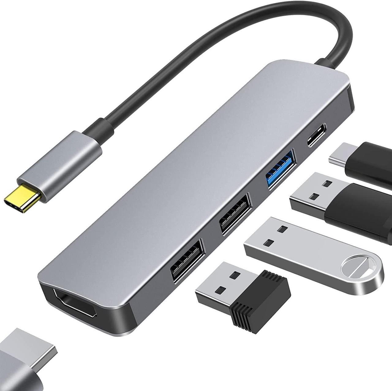 USB C Hub,5 in 1 USB C Adapter,with 4K HDMI Output/USB 3.0/USB 2.0*2/100W PD for MacBook Pro/ Air, iPad Pro, Dell XPS(Compatible USB C Laptops and Other Type C Devices)