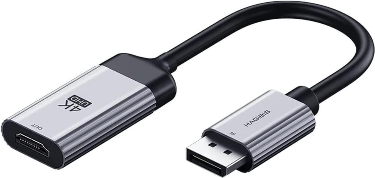 Hagibis DisplayPort to HDMI Adapter, 4K@60Hz DP to HDMI 2.0 Converter, HDR 4K@60Hz 2K@144Hz 1080P@144Hz Ultra HD Male DP to Female HDMI Cable for Computer, Desktop, PC, Monitor, Projector, HDTV