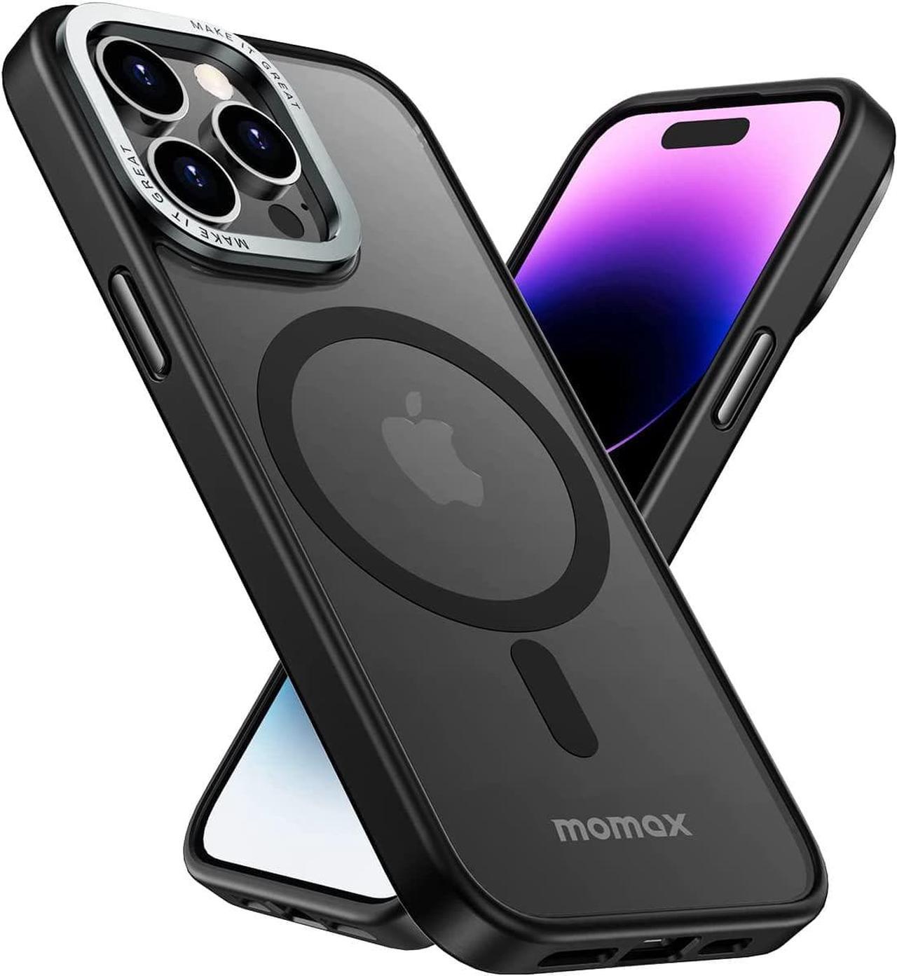 MOMAX Magnetic Phone Case, Translucent Matte Magnet Phone Case with Aluminum Alloy Camera Frame, Slim iPhone 14 Pro Max Case with Magnet, Compatible with Magsafe Case for iPhone 14 Pro Max