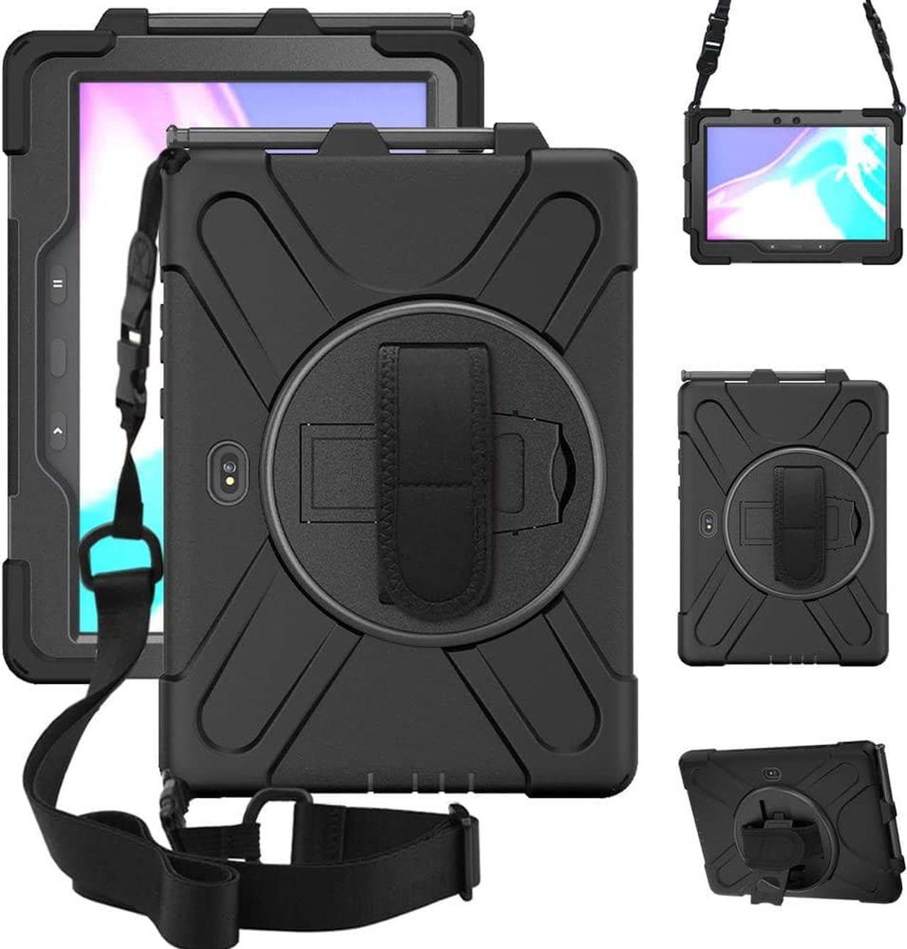 Galaxy Tab Active4 Pro 2022/Galaxy Tab Active Pro 2019 10.1" Case (SM-T630/T638/T540/T547) with S Pen Holder, Rugged Heavy Duty Shockproof Case with Kickstand Hand Strap Shoulder Belt, Black