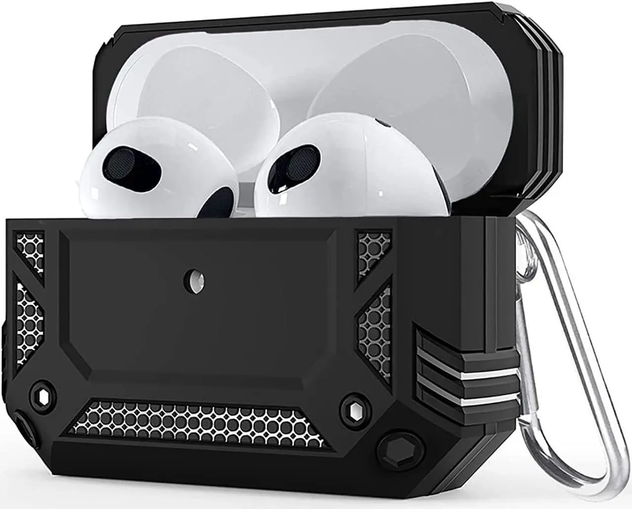 Main image of Airpods 3rd Generation Case 2021, Full-Body Hard Shell Protective Rugged Charging Cover Case with Keychain for AirPod 2021, Front LED Visible,Black
