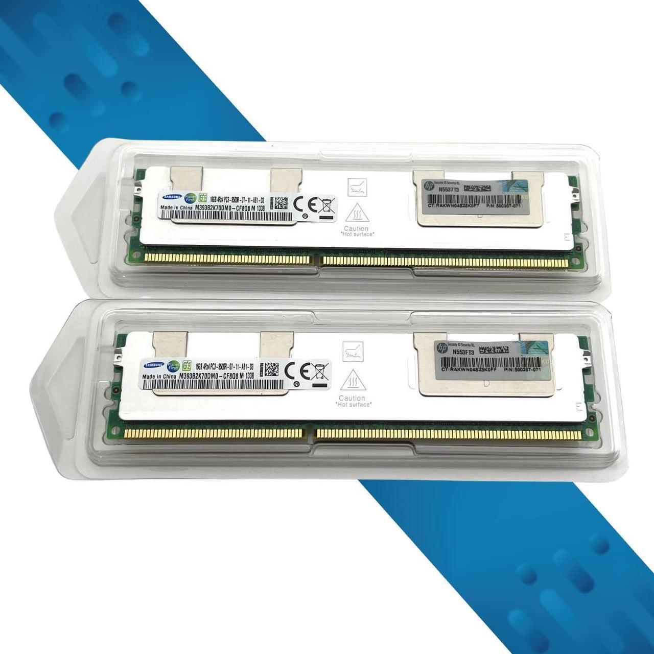 32GB (2 x 16GB Bundle) Quad Rank x4 DDR3-1066 CAS-7 Registered Smart Server Memory Kit (x2 500666-B21 / 501538-001 / 500207-071 Bundle)