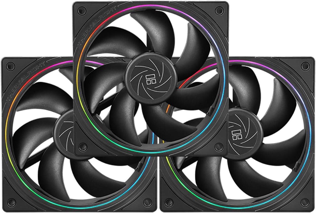 Thermalright TL-S12 CPU Fan 120mm Case Cooler Fan Comes with ARGB Lighting Effect,PC PWM Silent Computer Fan with 1500RPM Speed, CPU Cooling Fan Black(Black,3-Pack)