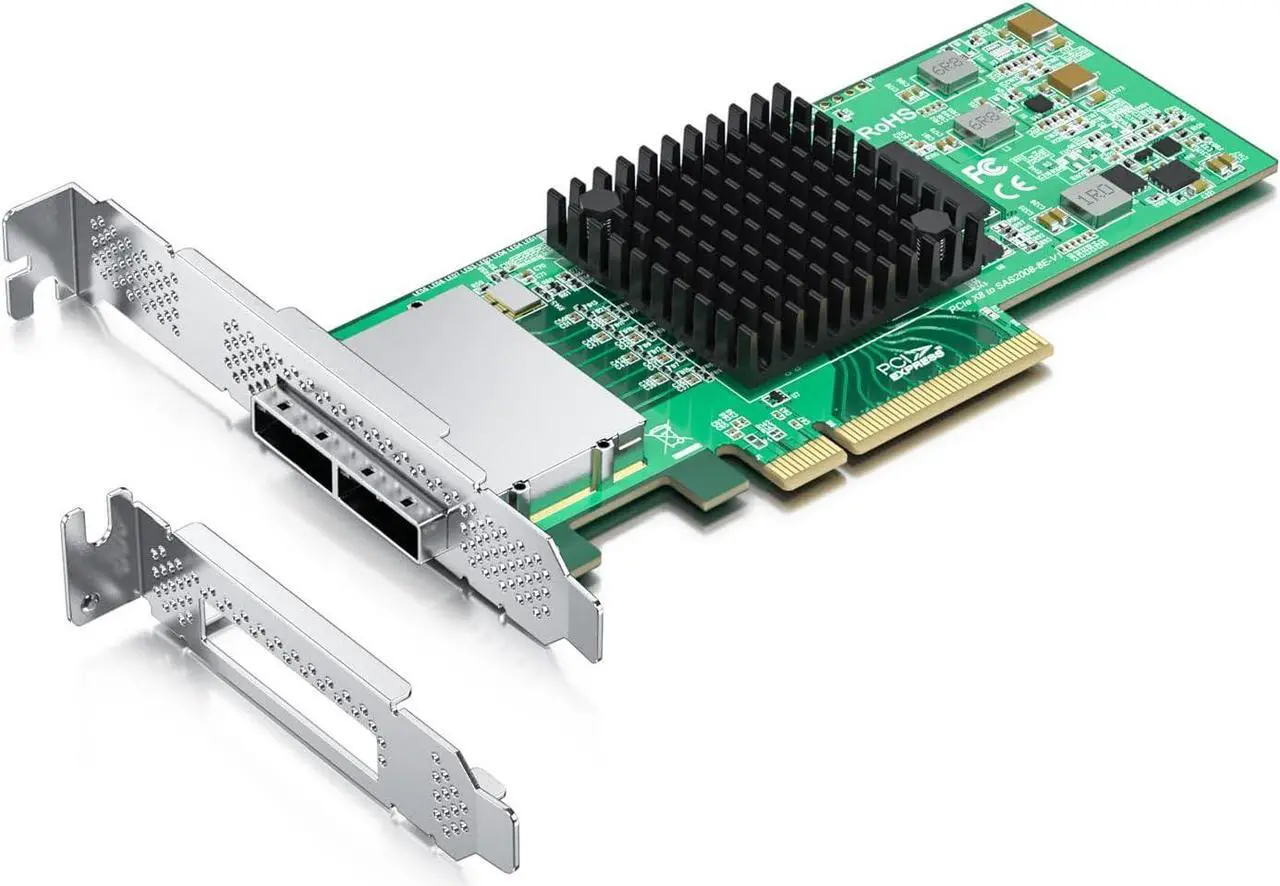 Main image of 6G External PCIe Controller Card, SAS/SATA HBA Host Bus Adapter, SAS 2008 Chip, PCIE X8, SAS 2.0, 2X Mini SAS SFF-8088 Ports,Same as 9200-8E
