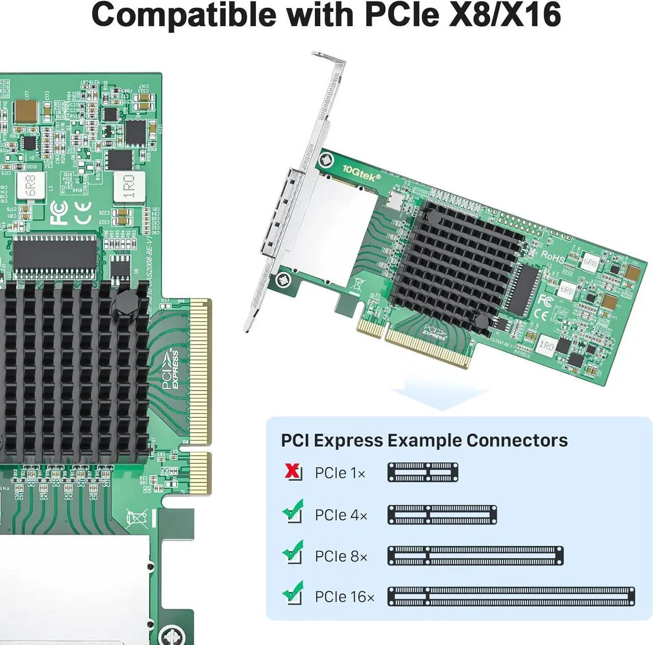 Alt view image 2 of 4 - 6G External PCIe Controller Card, SAS/SATA HBA Host Bus Adapter, SAS 2008 Chip, PCIE X8, SAS 2.0, 2X Mini SAS SFF-8088 Ports,Same as 9200-8E