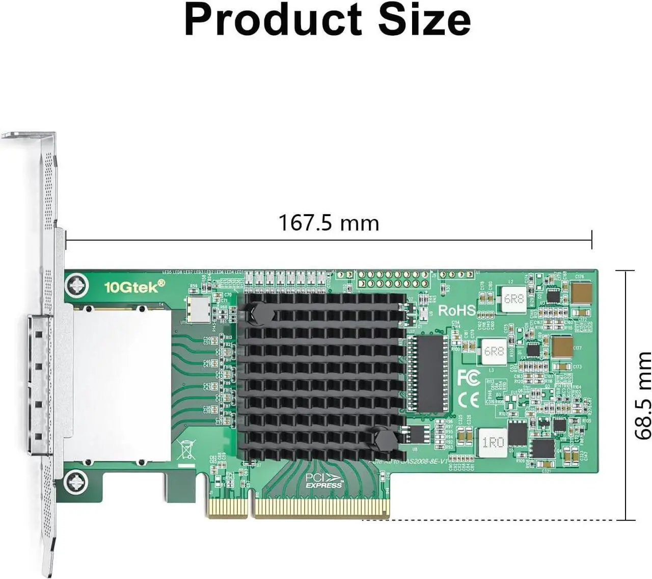 Alt view image 3 of 4 - 6G External PCIe Controller Card, SAS/SATA HBA Host Bus Adapter, SAS 2008 Chip, PCIE X8, SAS 2.0, 2X Mini SAS SFF-8088 Ports,Same as 9200-8E