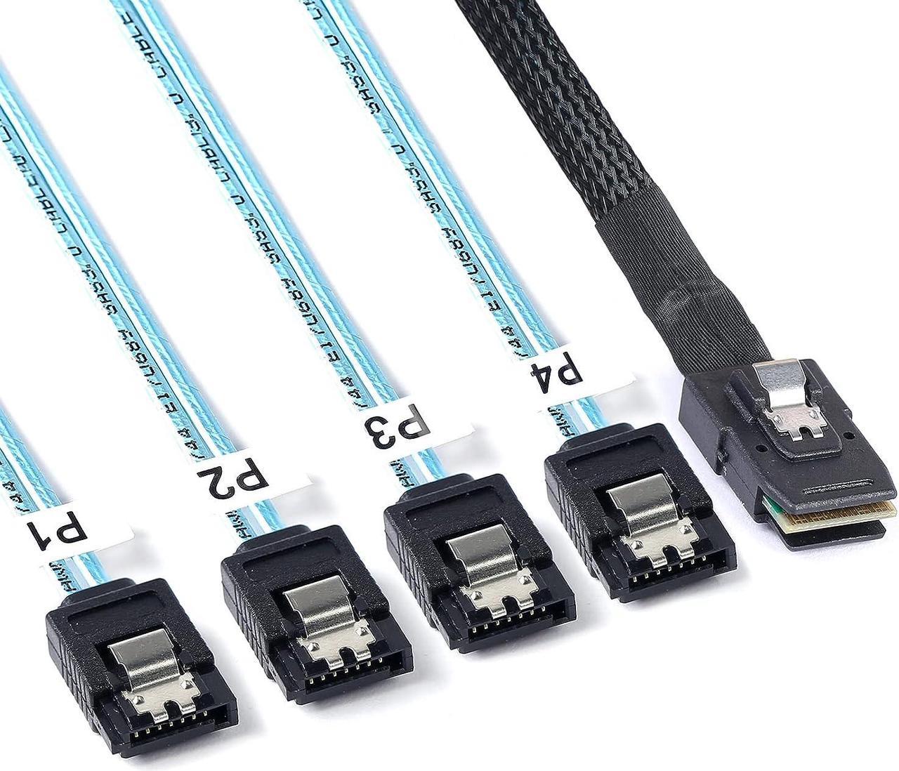 Mini SAS to SATA Cable:0.5M SFF-8087 to SATA Mini SAS Breakout Cable SFF8087 to SATA Mini-SAS to 4X SATA SAS to SATA Breakout Cable(1.6FT)