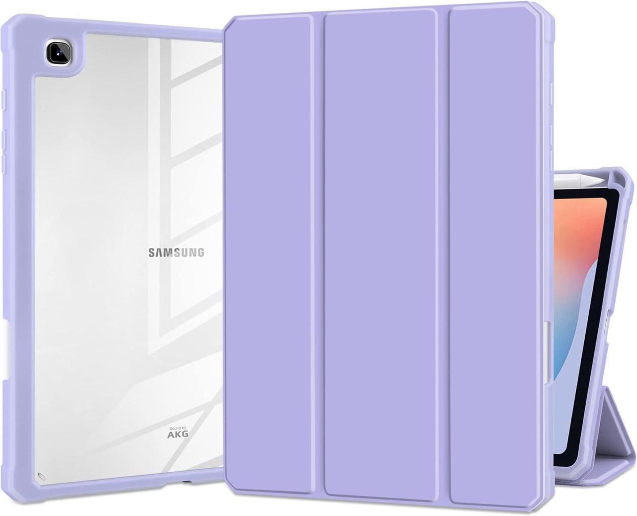 Hybrid Case for  Galaxy Tab S6 Lite 10.4 inch 2022/2020 Model (SM-P610/P613/P615/P619) with S Pen Holder Shockproof Cover with Clear Back Shell TPU Bumper Auto Sleep/Wake, Purple