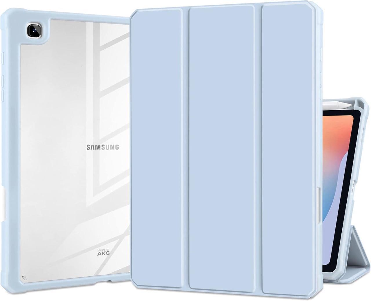 Hybrid Case for  Galaxy Tab S6 Lite 10.4 inch 2022/2020 Model (SM-P610/P613/P615/P619) with S Pen Holder Shockproof Cover with Clear Back Shell TPU Bumper Auto Sleep/Wake, Blue