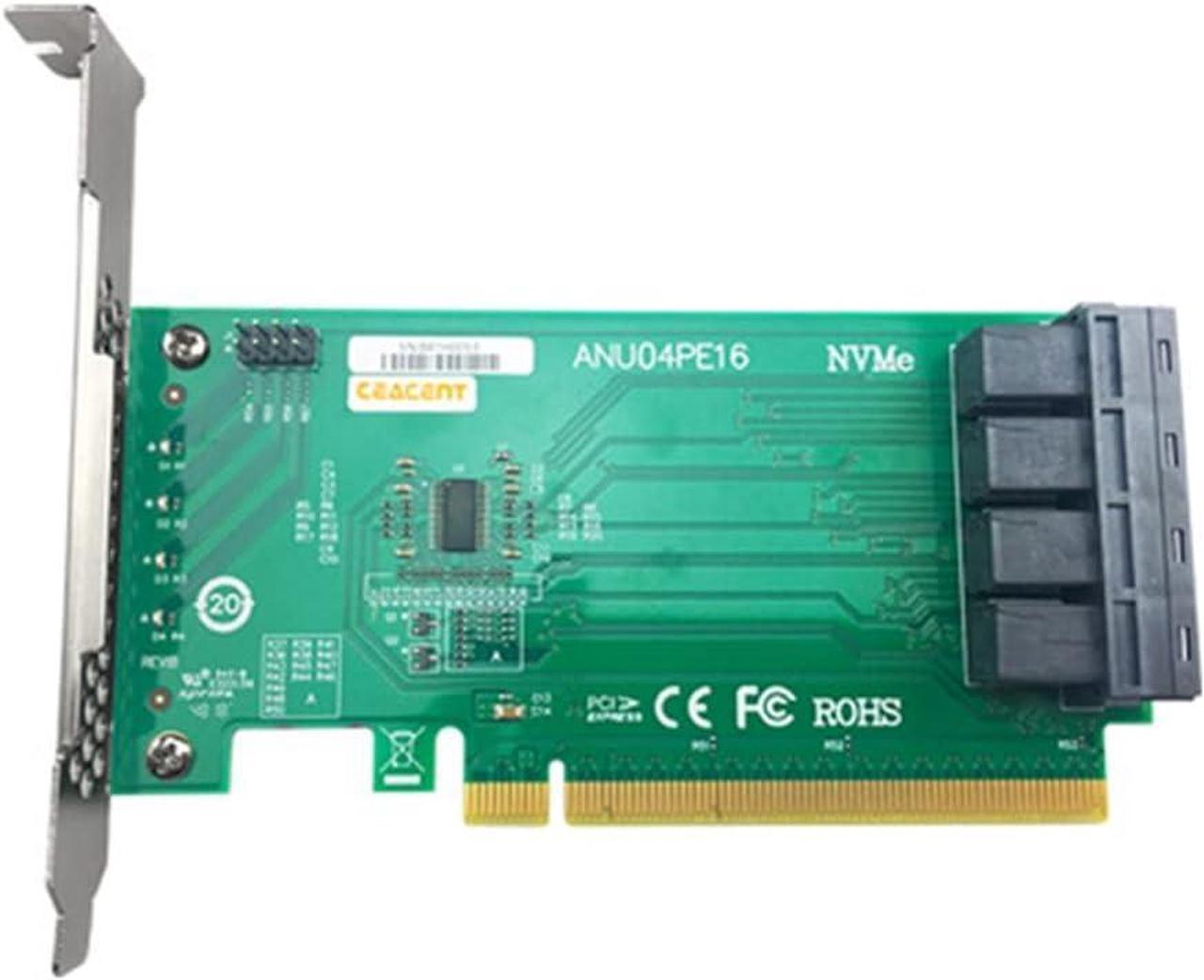 ANU04PE16 NVMe Controller SFF8643 4 Port PCIe3.0 X16 SSD Exp Riser (Not with Cables, Not Support LSI 8643X2 to 8639X2)