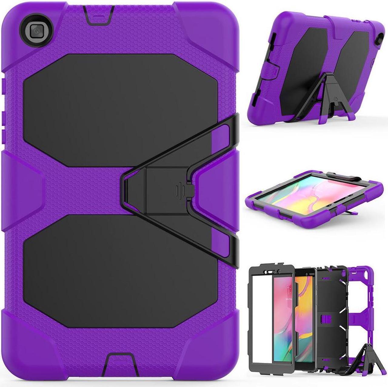 Galaxy Tab A 8.0 Kickstand Case, Premium Silicone Case Cover Ultra Thin and Lightweight Protection for Samsung Galaxy Tab A 8.0 2019 T290/T295 (Black/Purple)