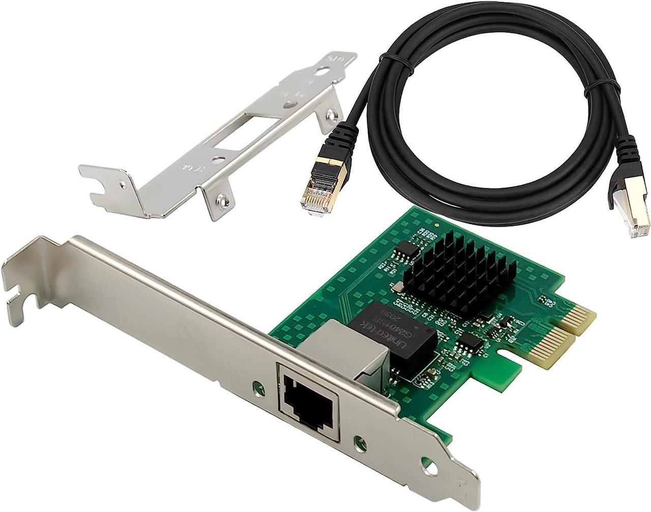 2.5GBase-T PCIe 3.1 Network Adapter with Intel I225-V+3ft Cat8 Ethernet Cable 2500/1000/100Mbps PCI Express Gigabit Ethernet Card RJ45 LAN Controller for Windows 10/11 with Low Profile Bracket