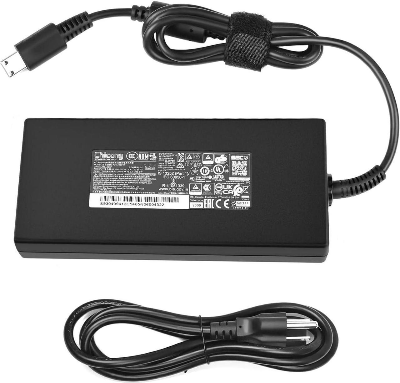 240W USB Tip Charger for GE76 GE66 GP76 GP66 GS77 MS-17K3 A20-240P2A A240A007P S93-0409410-C54 (Not Work with Delta 15 Series, not Replace 280w)