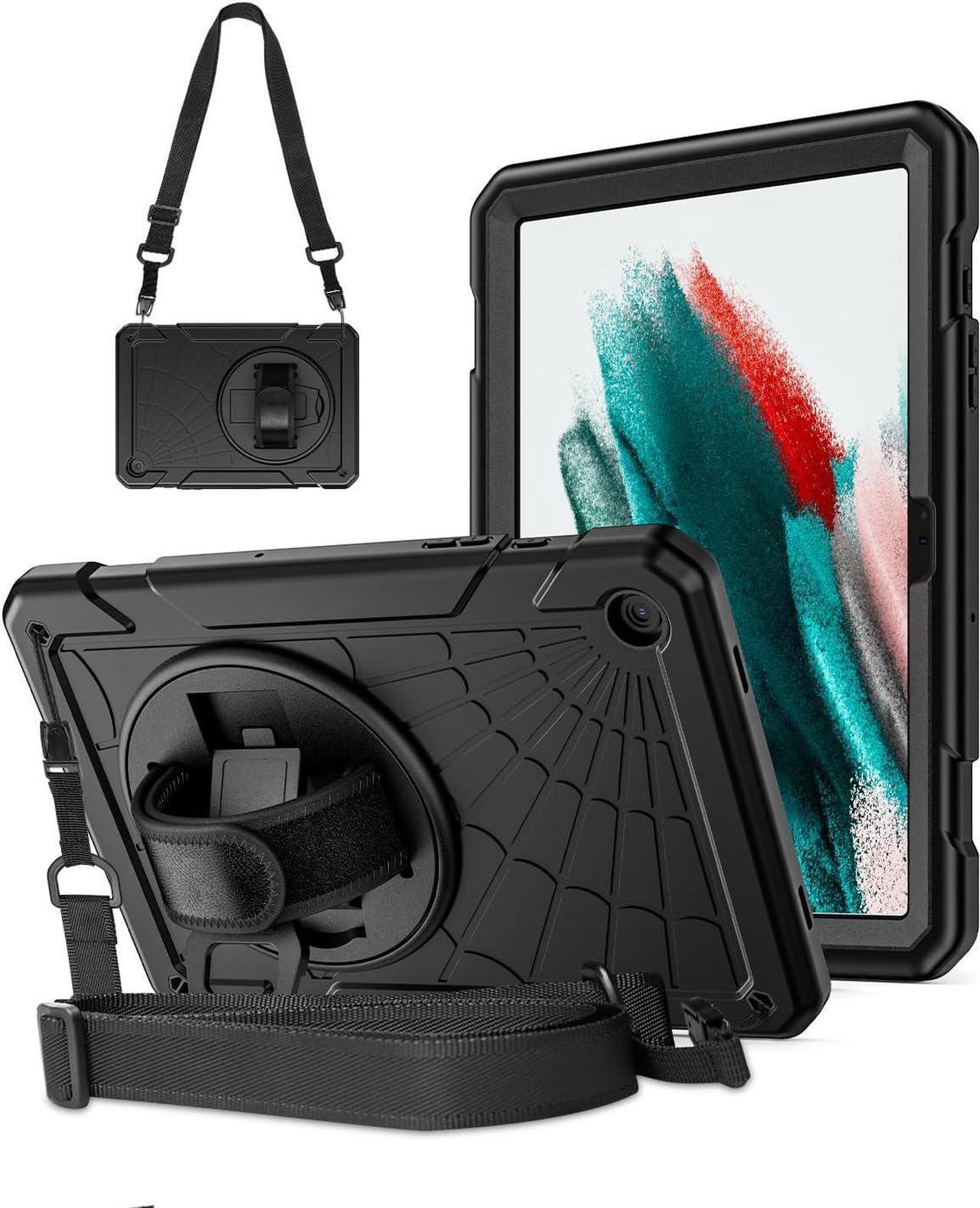 Case for Galaxy Tab A9+/A9 Plus 11 Inch 2023(SM-X210/X216/X218),Shockproof Hard Duty Case with 360°Rotating Hand Strap&Stand&Shoulder Strap for Galaxy A9 Plus Tablet-Black