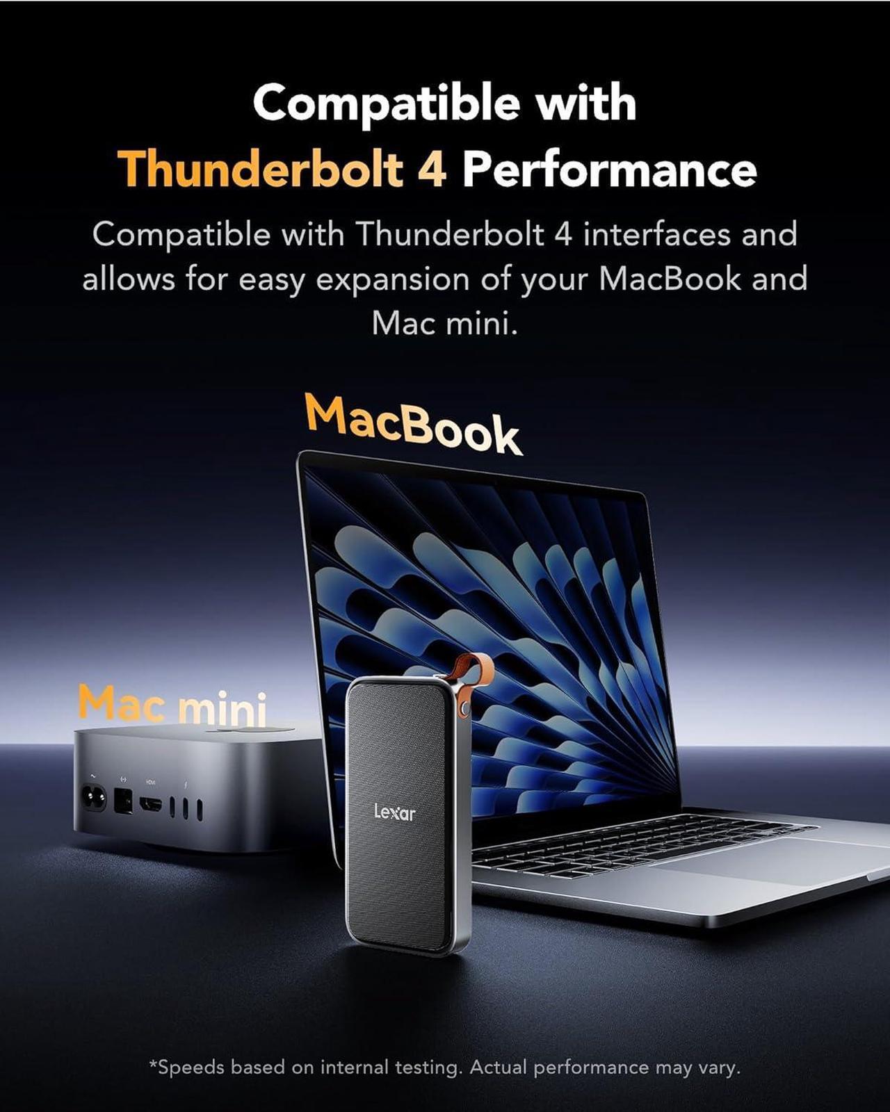 Alt view image 4 of 7 - E750 40Gbps M.2 NVMe SSD Enclosure, Tool Free Installation Compatible with Thunderbolt 4/3/USB4/3.2/3.1/3.0/2.0, Expand MacBook and Mac mini, Up to 8TB Support M Key 2230/2242/2260/2280 SSD Size